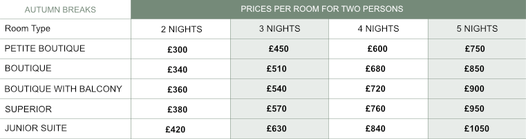 Autumn break tariff.